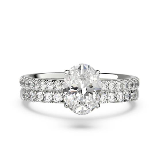 Oval Diamond Halo Bridal Set