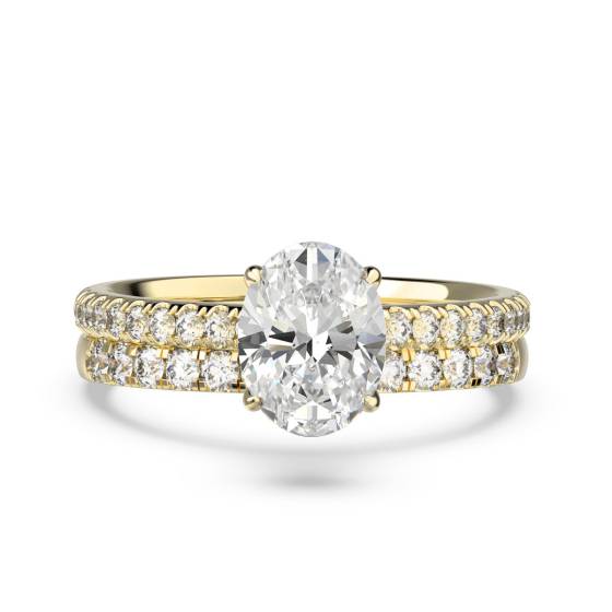 Oval Diamond Halo Bridal Set