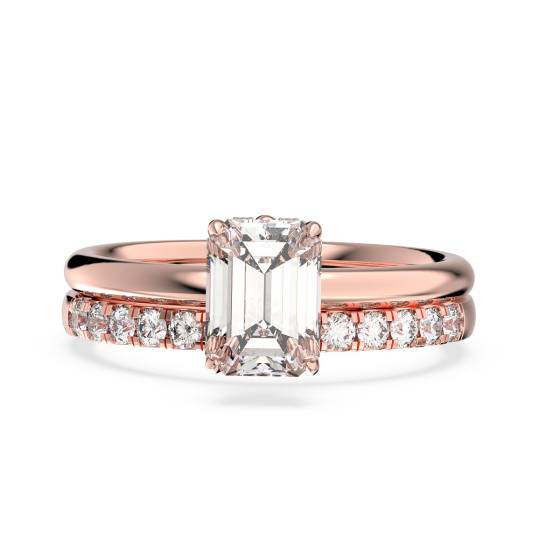 Emerald  Diamond Halo Bridal Set