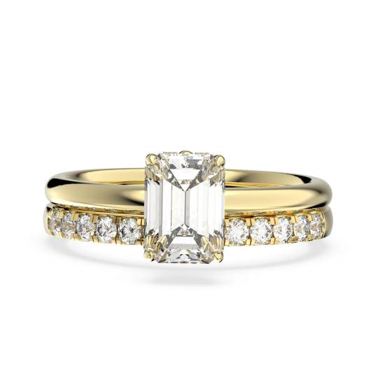Emerald  Diamond Halo Bridal Set