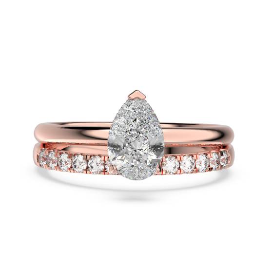 Pear  Diamond Halo Bridal Set
