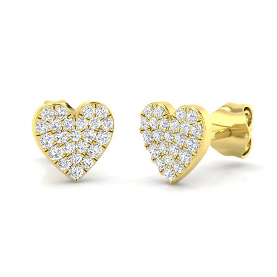 0.20ct SI2/G Round cut Natural Diamond Cluster Earrings in 9k Yellow Gold