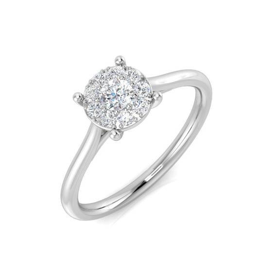 0.32ct SI2/G Round cut Natural Diamond Cluster Ring in 9k White Gold