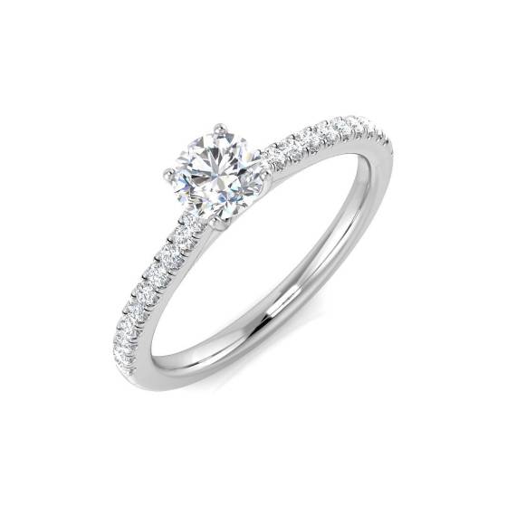 0.42ct SI2/G Round cut Natural Diamond Shoulder Set Engagement Ring in 9k White Gold