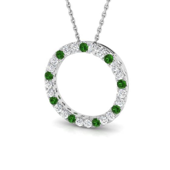 0.61ct SI2/G Round cut Tsavorite Gemstone Pendant in 18k White Gold