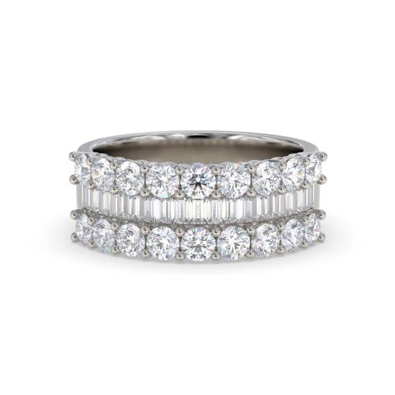 1.50ct VS/F-G Baguette and Round Diamond Dress Ring