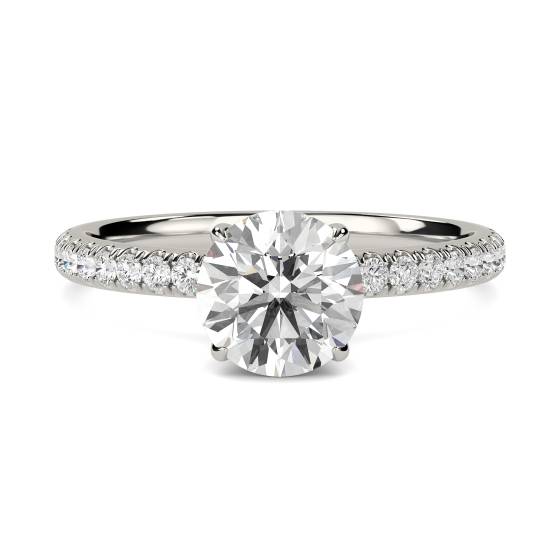 1.40ct SI2/F Round Natural Diamond Hidden Halo Shoulder Set Ring