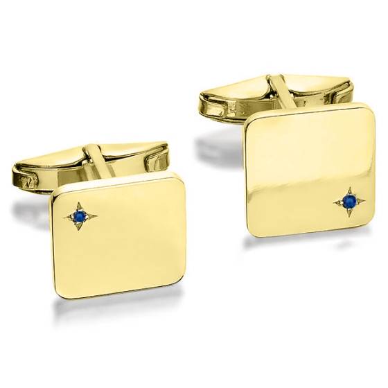 0.02ct Mens Round Blue Sapphire Cufflinks