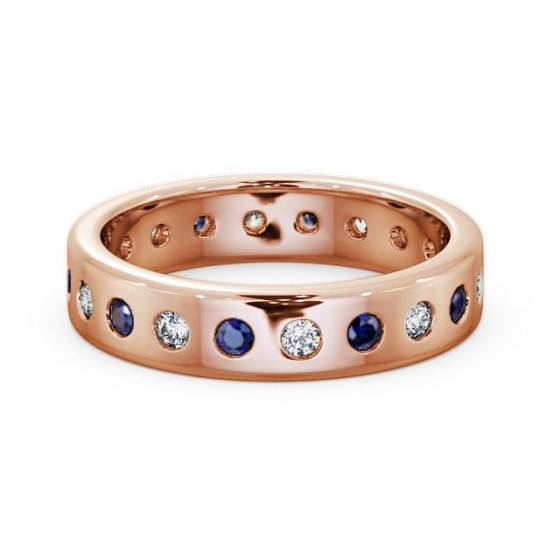 1.00ct Mens Blue Sapphire and Diamond Bezel Set Ring