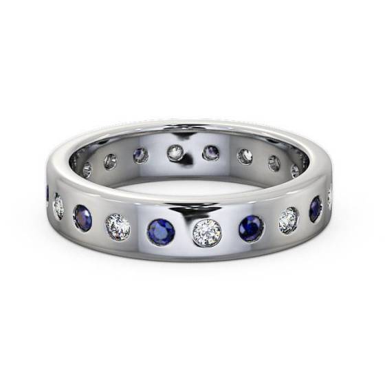 1.00ct Mens Blue Sapphire and Diamond Bezel Set Ring