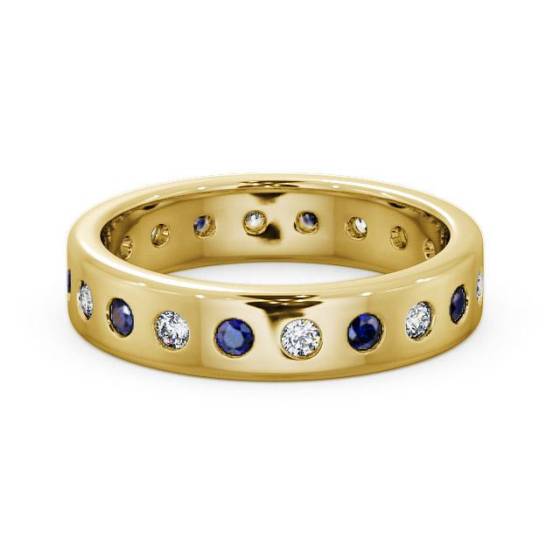 1.00ct Mens Blue Sapphire and Diamond Bezel Set Ring