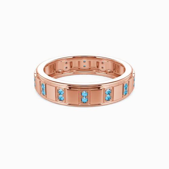 5mm 0.15ct Mens Round Aquamarine Bezel Set Ring