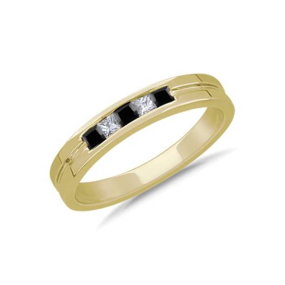 Mens 4mm 0.25ct Princess Black Diamond Bezel Set Ring