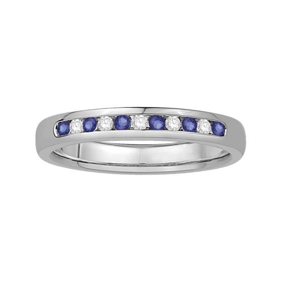0.15ct VS/E-F Round Natural Diamond and Gemstone Eternity Ring in Platinum