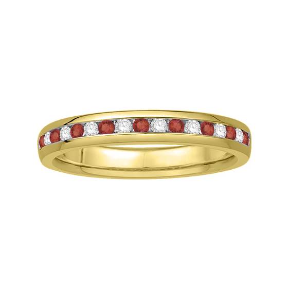 2mm Red Ruby And Diamond Eternity Ring