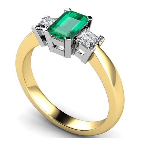 Emerald and Diamond Trilogy Ring