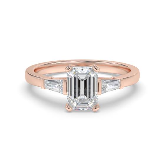 Elegant Emerald and Baguette Diamond Trilogy Ring