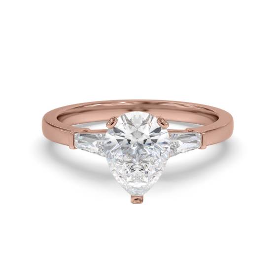 Elegant Pear and Baguette Diamond Trilogy Ring