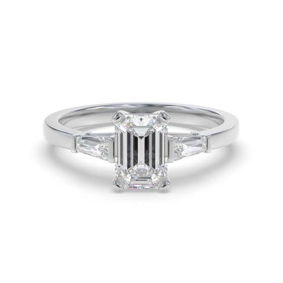 Elegant Emerald and Baguette Diamond Trilogy Ring