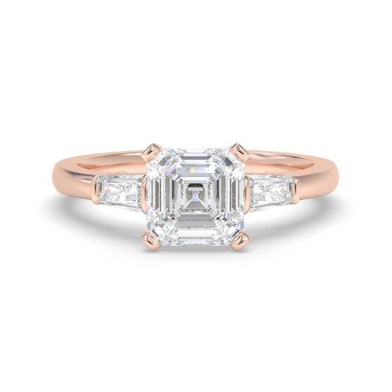 Elegant Asscher and Baguette Diamond Trilogy Ring