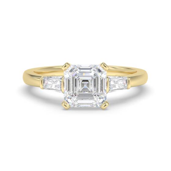 Elegant Asscher and Baguette Diamond Trilogy Ring
