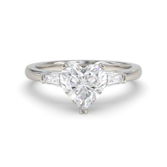 Elegant Heart and Baguette Diamond Trilogy Ring