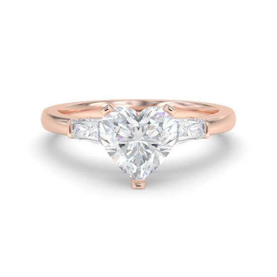 Elegant Heart and Baguette Diamond Trilogy Ring