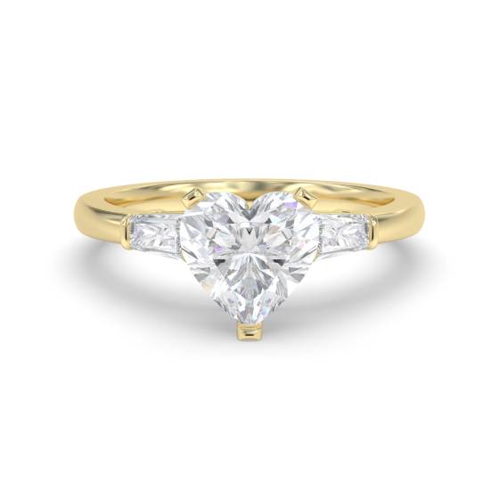 Elegant Heart and Baguette Diamond Trilogy Ring
