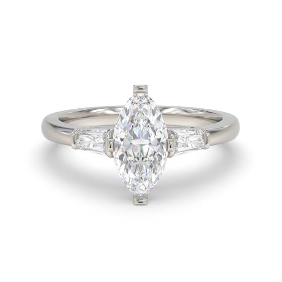 Elegant Marquise and Baguette Diamond Trilogy Ring