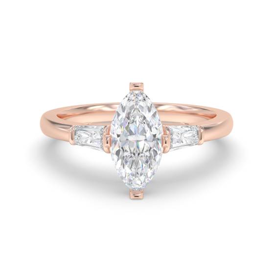 Elegant Marquise and Baguette Diamond Trilogy Ring