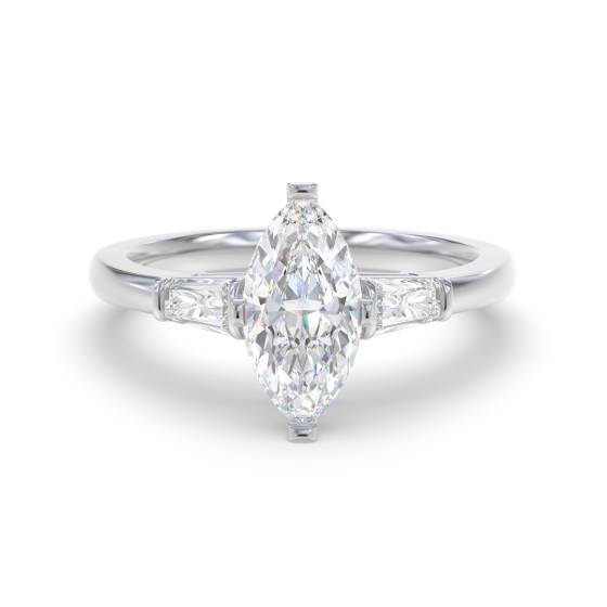 Elegant Marquise and Baguette Diamond Trilogy Ring