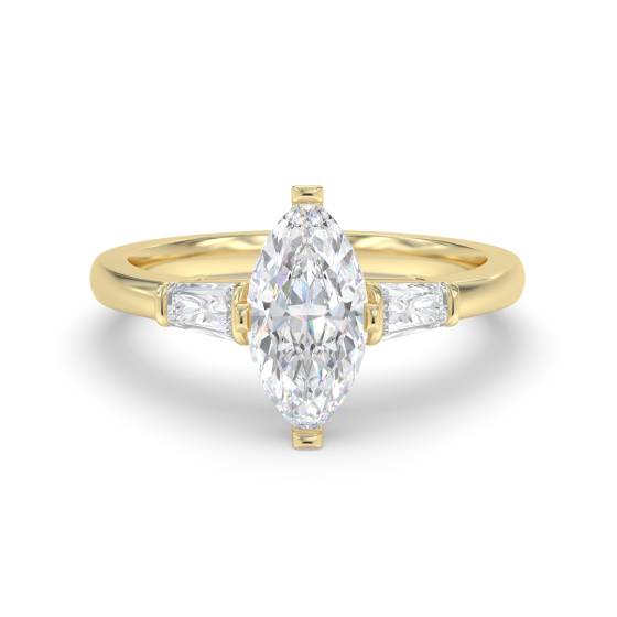 Elegant Marquise and Baguette Diamond Trilogy Ring