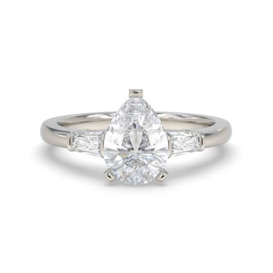 Elegant Pear and Baguette Diamond Trilogy Ring