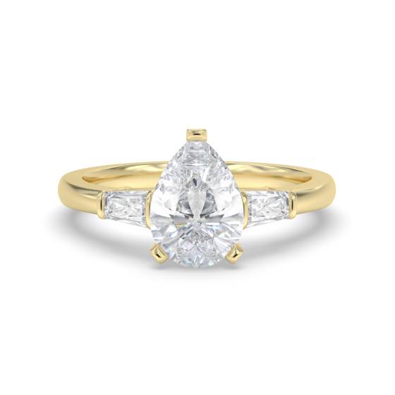 Elegant Pear and Baguette Diamond Trilogy Ring