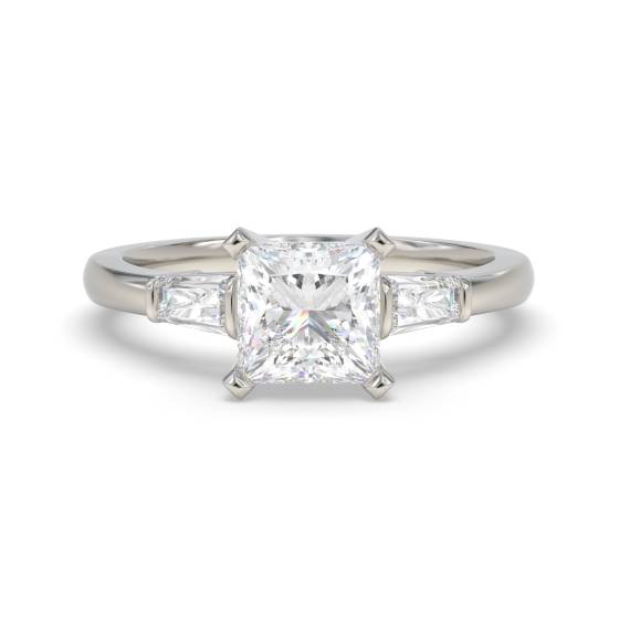 Elegant Princess and Baguette Diamond Trilogy Ring