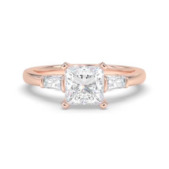 Elegant Princess and Baguette Diamond Trilogy Ring