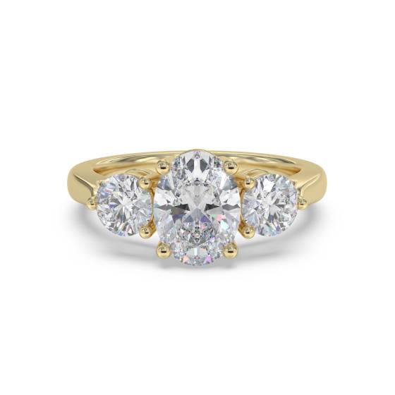 Elegant Oval and Round Diamond Trilogy Ring