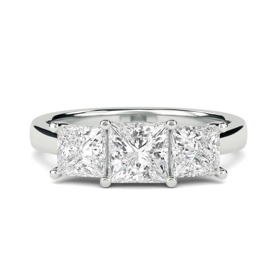 0.30ct I1/G Princess cut Natural Diamond Trilogy Ring