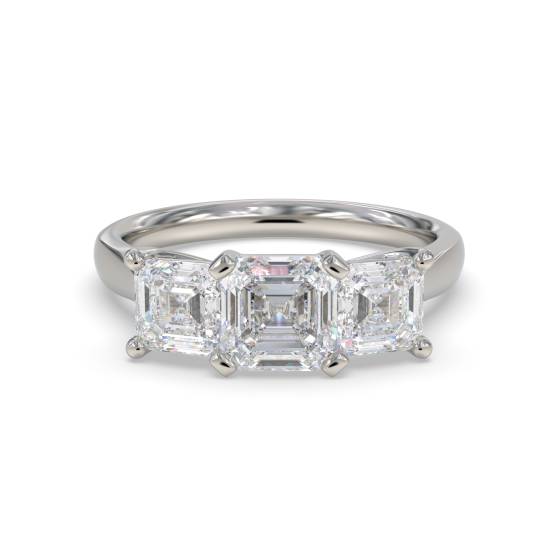 Traditional Asscher Diamond Trilogy Ring