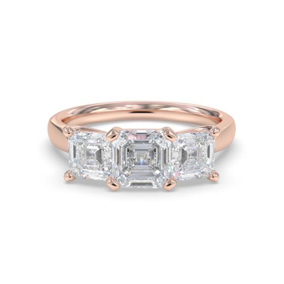 Traditional Asscher Diamond Trilogy Ring