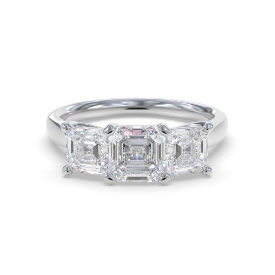 Traditional Asscher Diamond Trilogy Ring