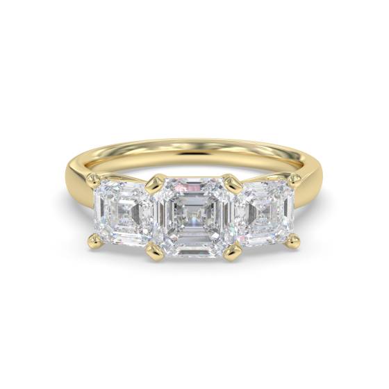 Traditional Asscher Diamond Trilogy Ring