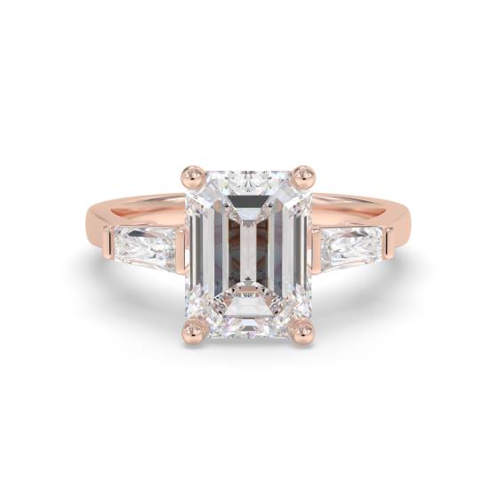 Unique Emerald & Baguette Diamond Trilogy Ring