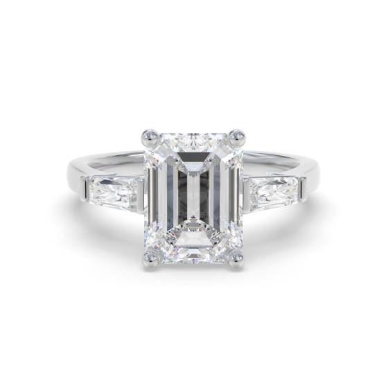 Unique Emerald & Baguette Diamond Trilogy Ring