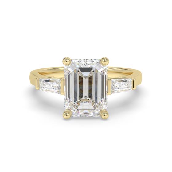 Unique Emerald & Baguette Diamond Trilogy Ring