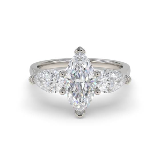 Unique Marquise & Pear Diamond Trilogy Ring