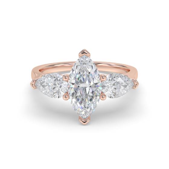 Unique Marquise & Pear Diamond Trilogy Ring