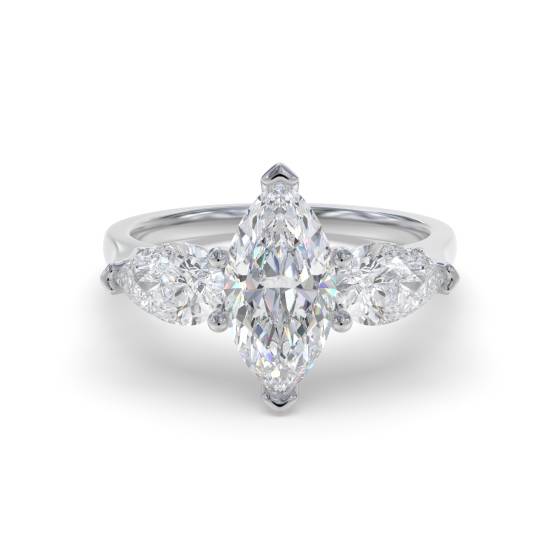 Unique Marquise & Pear Diamond Trilogy Ring
