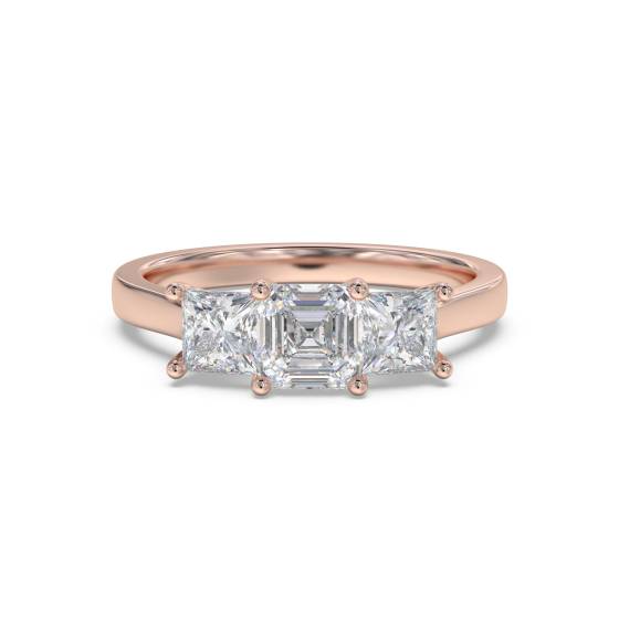 Traditional Asscher Diamond Trilogy Ring