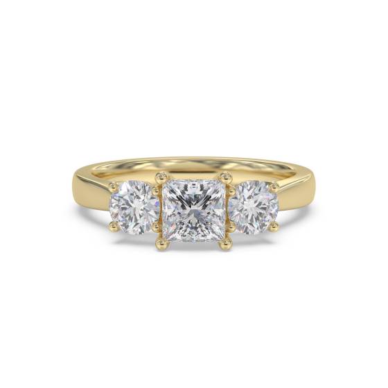 Stylish Princess & Round Diamond Trilogy Ring